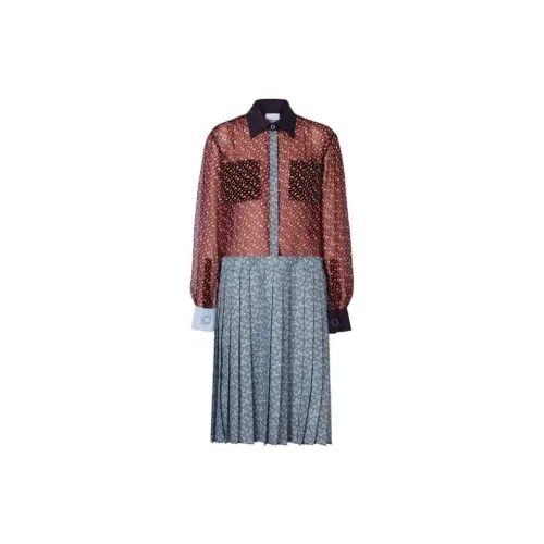 Burberry Long-Sleeved Dresses Women's Red