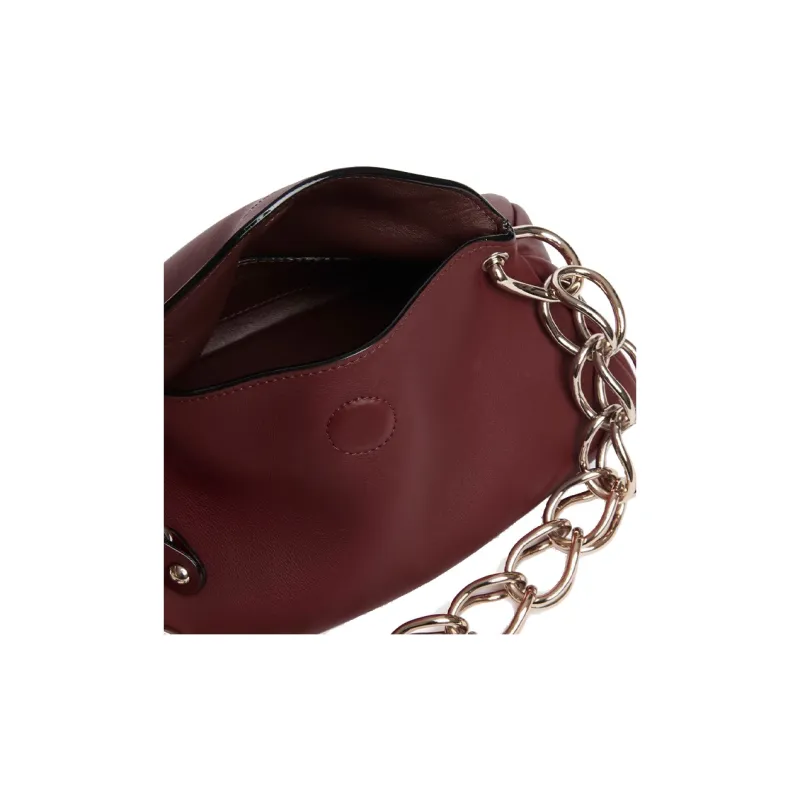 Chloe Juana Shiny Calfskin Shoulder Bag Crossbody Bag Handbag Mini Women's Burgundy-3