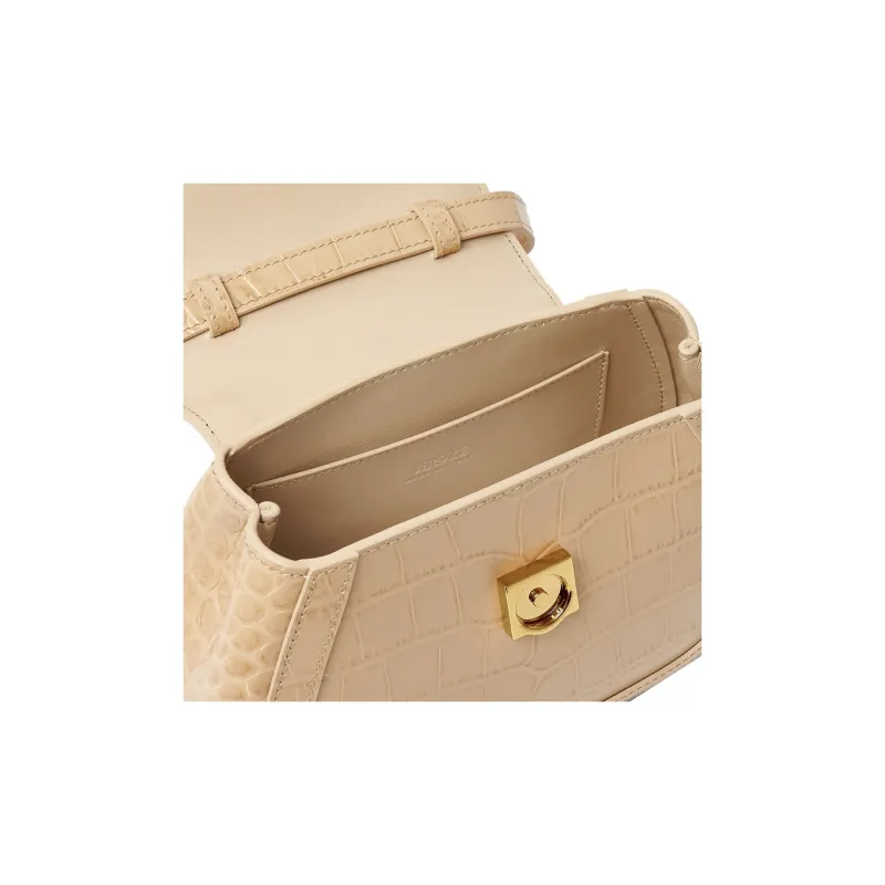 VERSACE Greca Goddess Cow Leather Shoulder Bag Crossbody Bag Handbag Mini Women's Beige-3