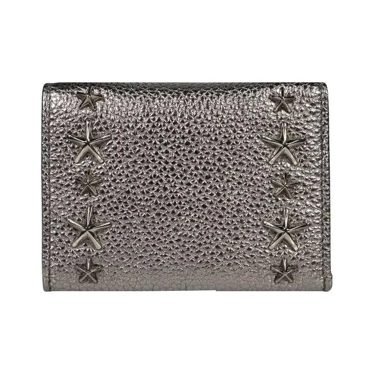 Jimmy Choo Metal Patchwork Leather Wallet Women's Gunmetal/Deep Silver-1