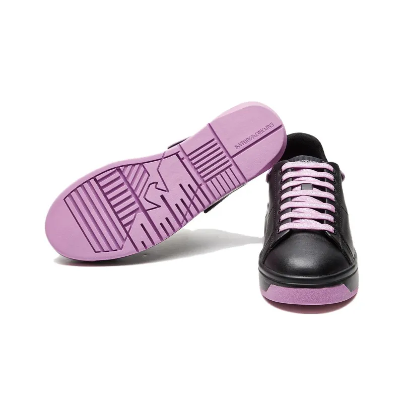 EMPORIO ARMANI Low Top Skateboard Shoes Women's Black Purple-3