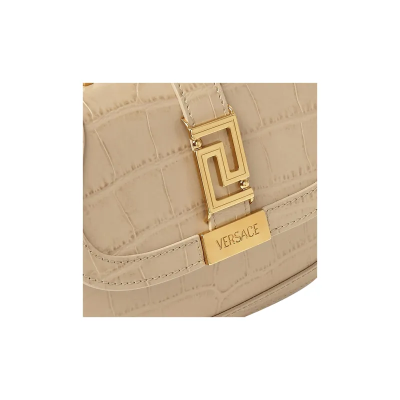 VERSACE Greca Goddess Cow Leather Shoulder Bag Crossbody Bag Handbag Mini Women's Beige-4