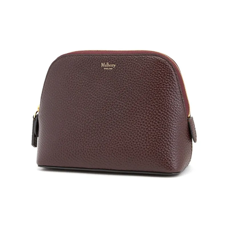 Mulberry Cow Leather Makeup Bag Women's Brown-1