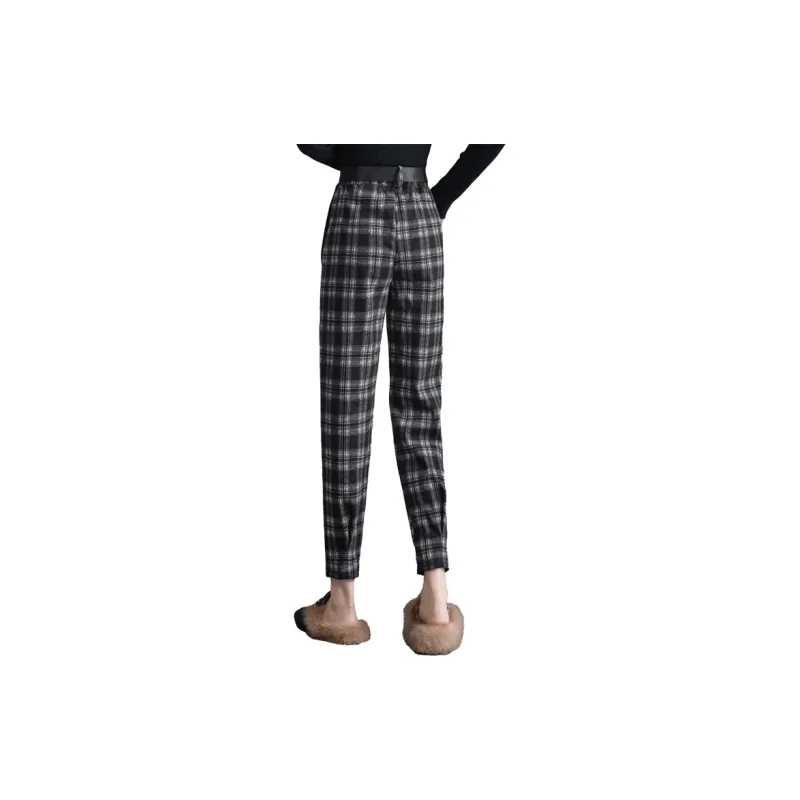 Cypress House Casual Pants Women's Black White Plaid-1