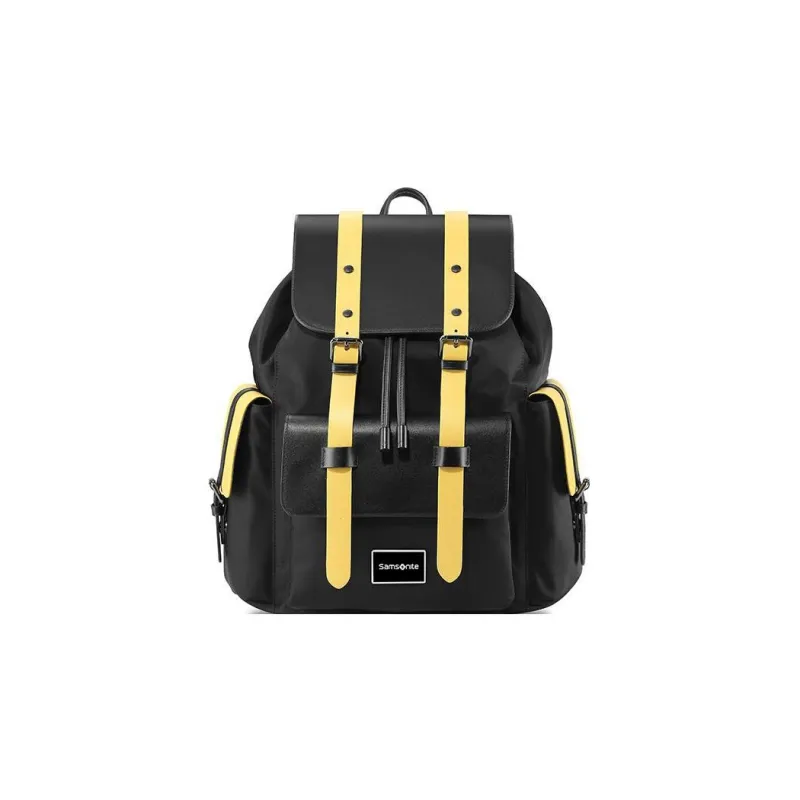 SAMSONITE Fabric Backpack Regular Men's Black & Yellow-0
