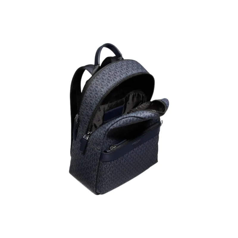 MICHAEL KORS Greyson Artificial Leather Backpack Men's Dark Gray With Blue Accents-1