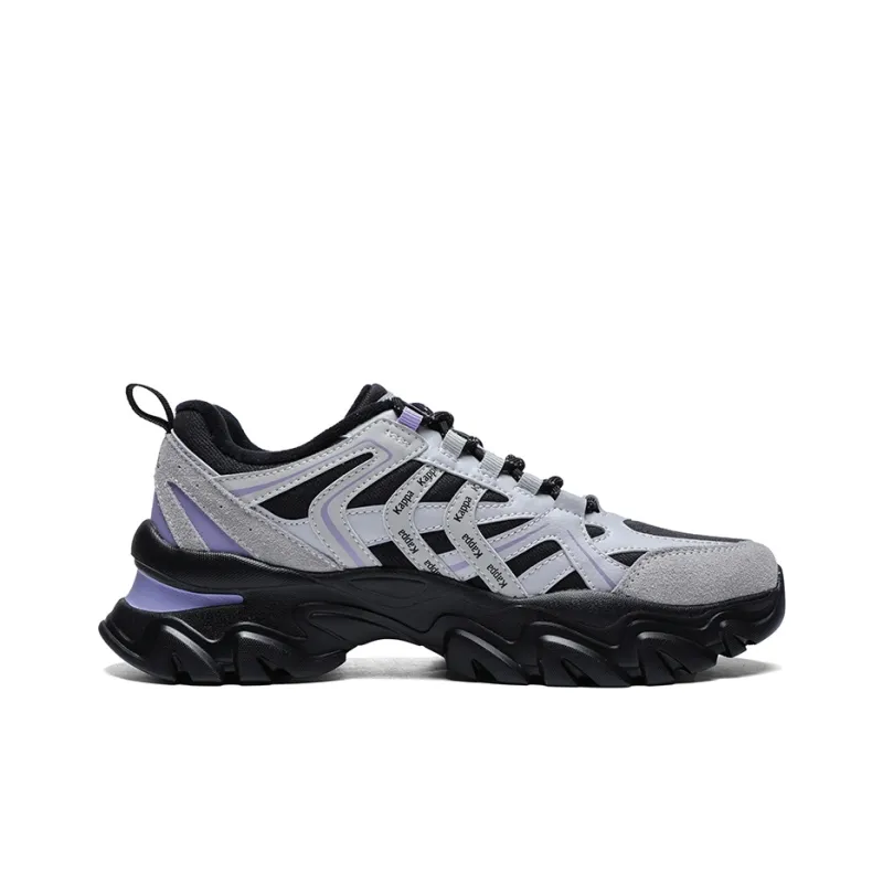 Kappa Lightweight Wear Resistant And Slip Resistant Low Top Chunky Sneakers Women's Gray Black Purple-1