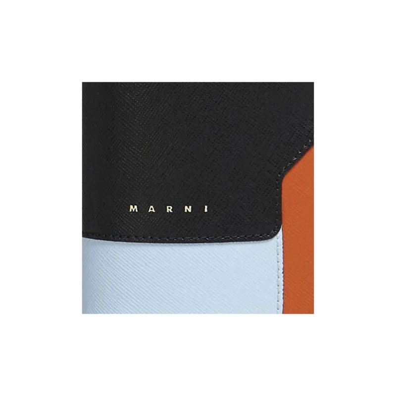 MARNI Calfskin Wallet Regular Women's Black & Colorful Blue & Chili Red-5