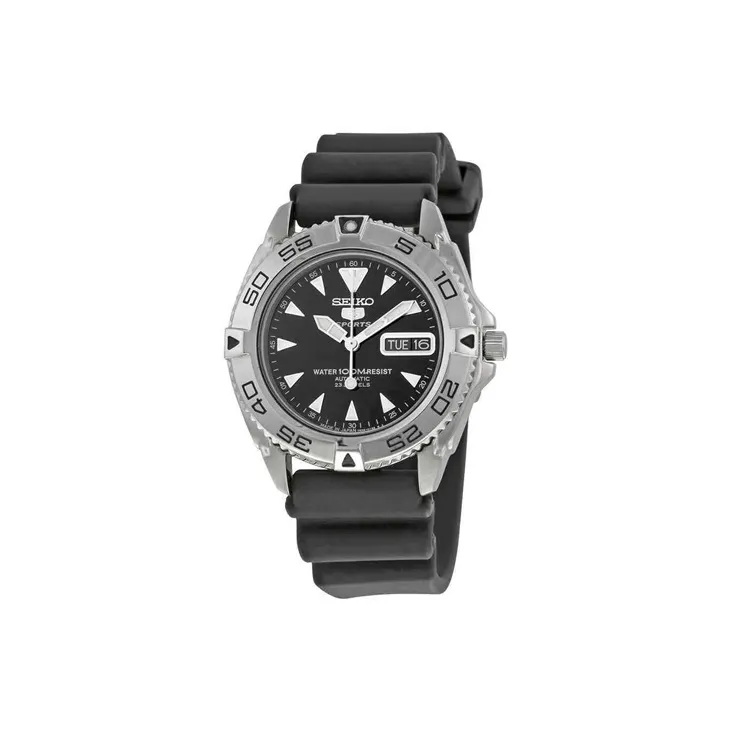 SEIKO Automatic Mechanical Movement Rubber Strap Watch Men's Watch Black Dial-0