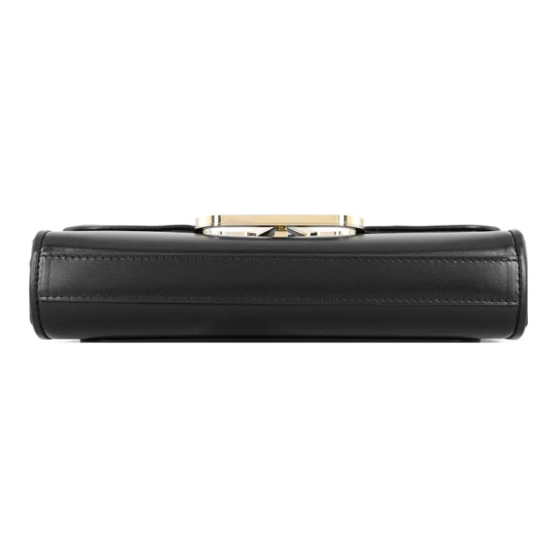 Valentino Vlogo Leather Flap Envelope Bag Shoulder Bag Women's Black-3
