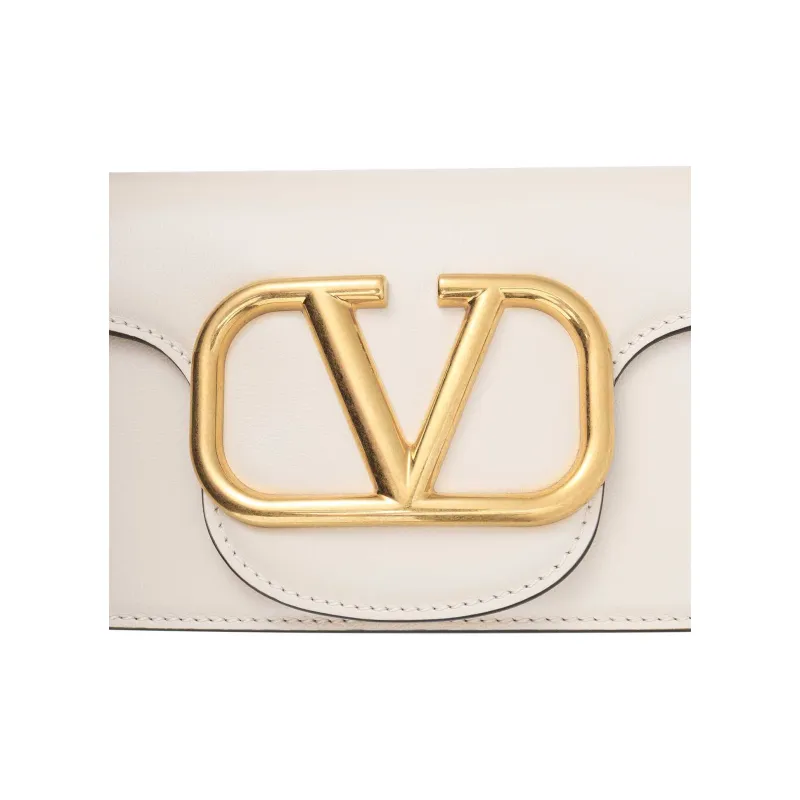 Valentino Locò Calfskin Baguette Bag One Shoulder Underarm Bag Handbag Mini Women's Clear White-5