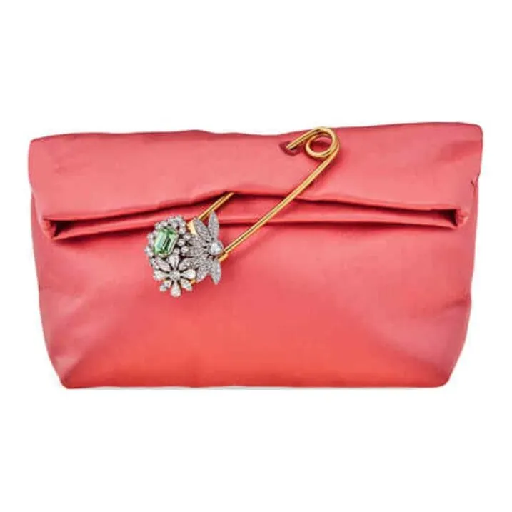 Burberry Satin Clutch Small Size Women's Cinnamon-0