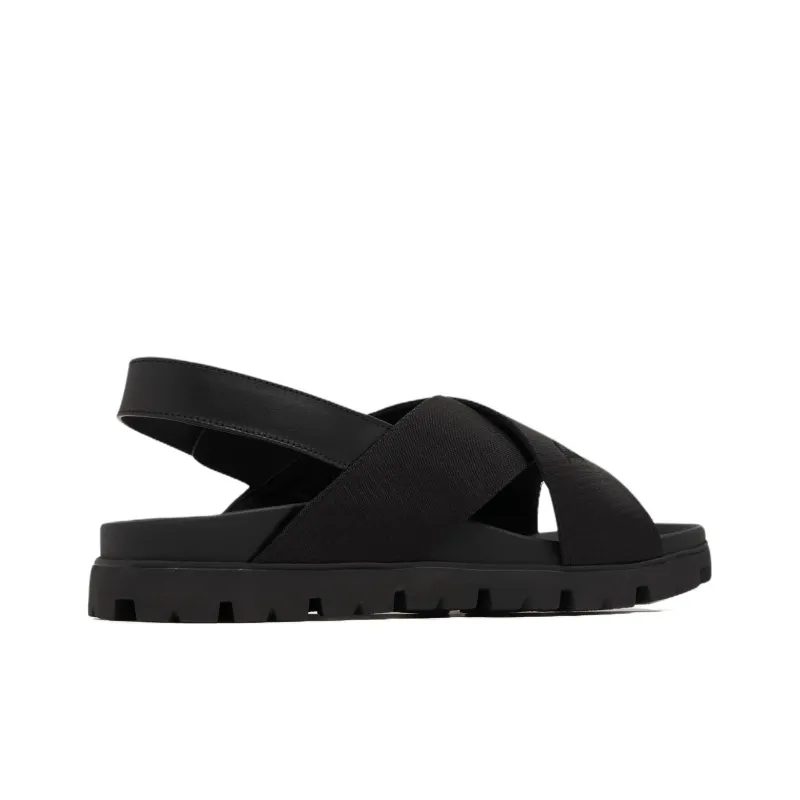 PRADA Crisscross Straps Buckle-Fastening Sandal 'Black'-3
