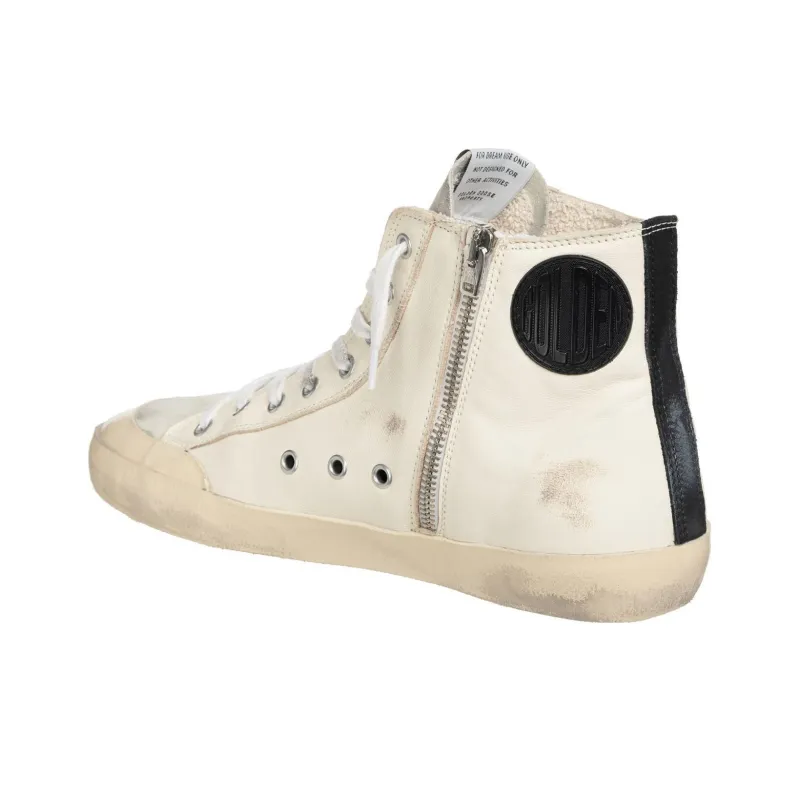 Golden Goose Francy High Top Skateboard Shoes Men's Beige Vintage Version-3