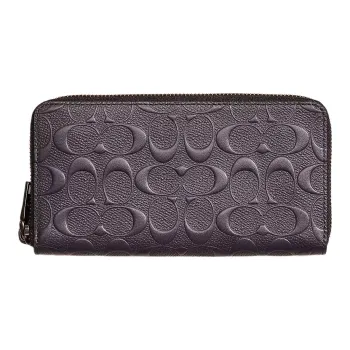 COACH Accordion Wallet Cross-Stitch Leather Coin Purses Wallets Small Size Women's Midnight