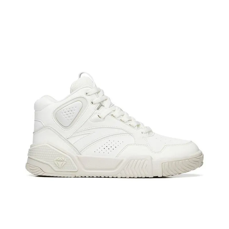 Anta Flame Slip-Resistant Cushioning Wear-Resistant High-Top Skateboard Shoes Women's White Gray-1