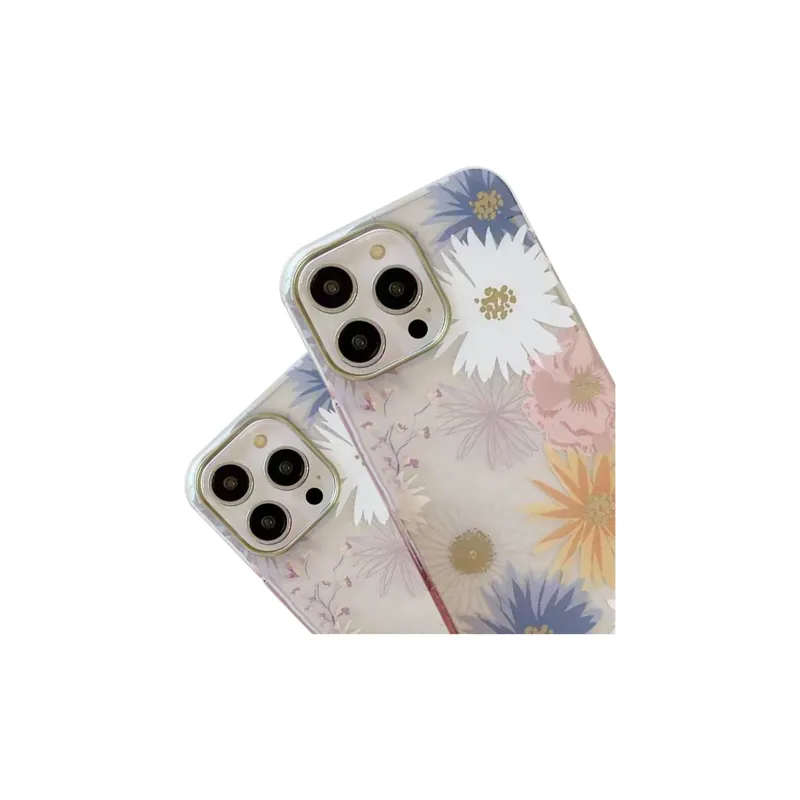 Yule Solid Color Phone Cases Compatible With Apple 15/14/13 Pro Max/Pro Gilded Floral Individual Impact Resistant-5