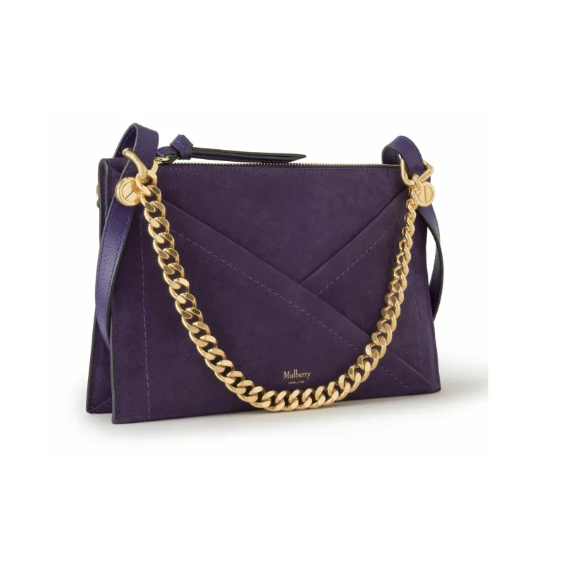 Mulberry Leather Handbag Shoulder Bag Crossbody Bag Women's Purple Crystal-1
