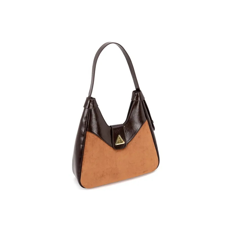 VENOF Cow Leather Shoulder Bag Women's Sand Velvet Brown/Bar Coffee-1