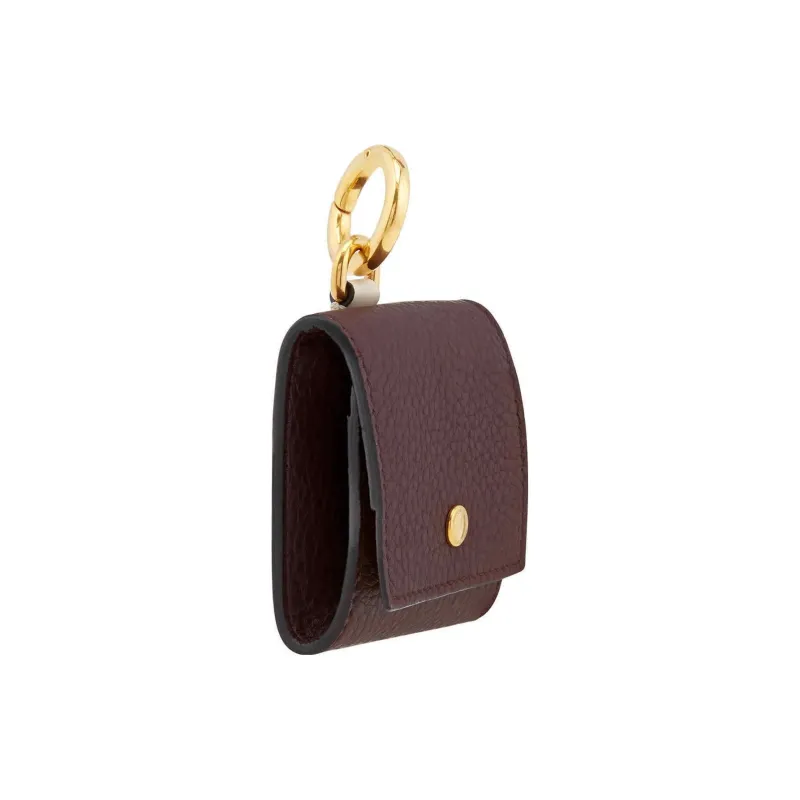 Burberry Calfskin Coin Purse Small Size Women's Dark Purple Red & Stone Gray-1