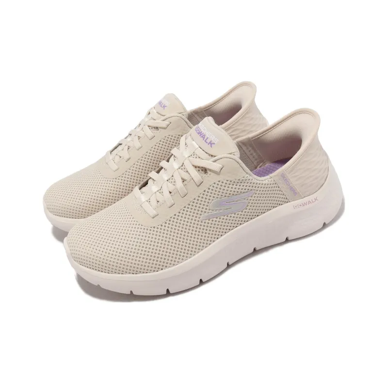 Skechers Go Walk Fle Hands Free Slip Ins Abrasion Resistant Breathable Low Top Casual Shoes Women's Beige Yellow-2