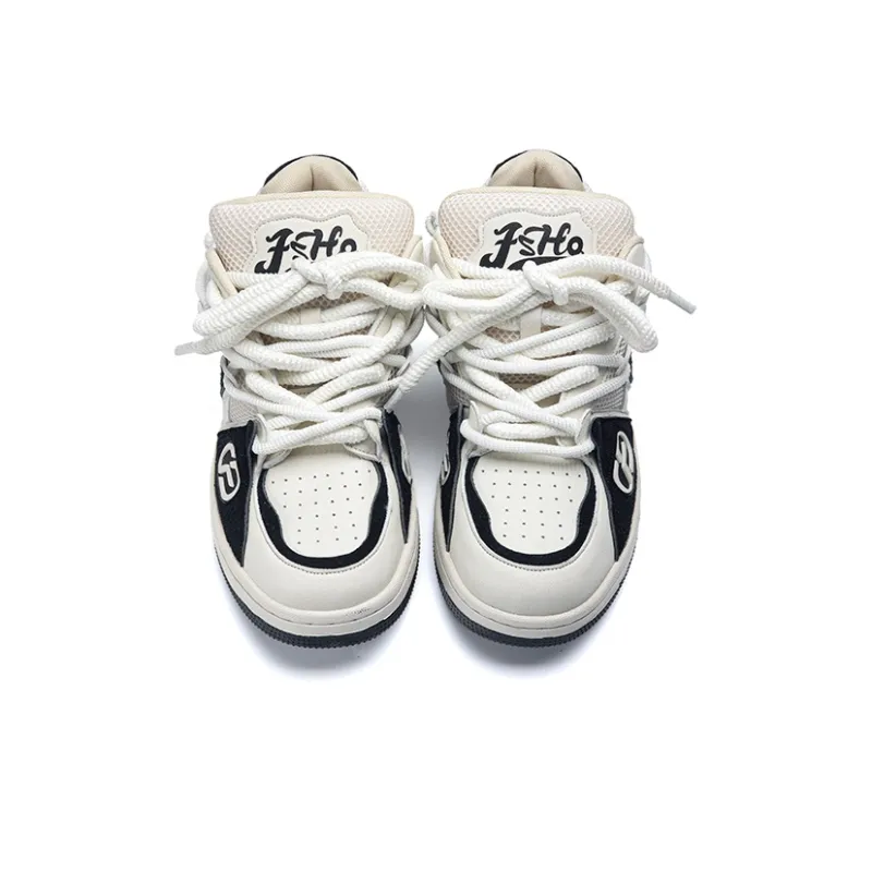 Fang Sanhuo Puffy Shoes Anti Slip Wear Resistant Low Top Skateboard Shoes Unisex White-2