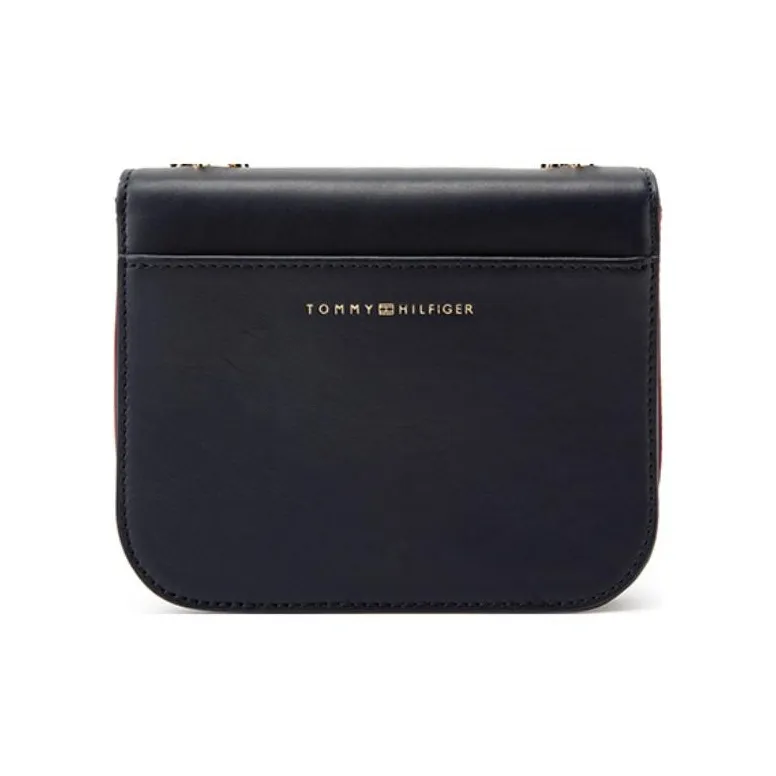 Tommy Hilfiger Cow Leather Crossbody Bag Shoulder Bag Small Size Women's Navy Blue-2