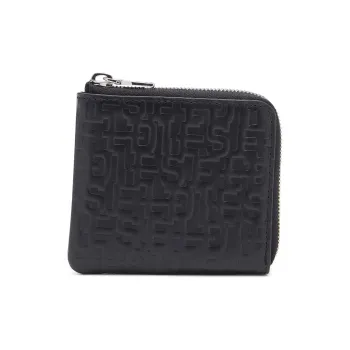 DIESEL Cow Leather Card Holder Wallet Men's Black