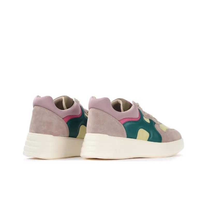 HOGAN Rebel Slip-Resistant Low-Top Casual Shoes Women's Gray Green-4