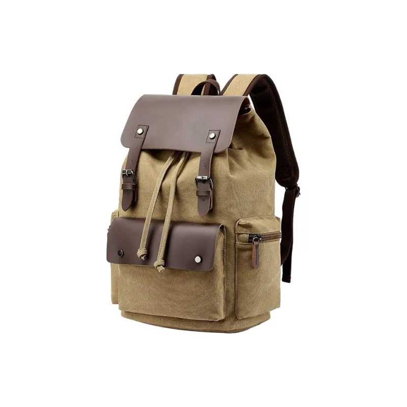 ALNI BITTON Fabric Bonded Microfiber Synthetic Leather Backpack Regular Men's Blue/Army Green/Khaki/Coffee/Black-5