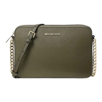 MICHAEL KORS Jet Set Leather Camera Bag Shoulder Bag Crossbody Bag Large Size Women's Olive Green