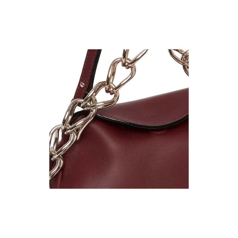 Chloe Juana Shiny Calfskin Shoulder Bag Crossbody Bag Handbag Mini Women's Burgundy-4