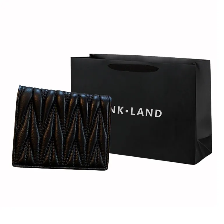 PINK·LAND Sheepskin Wallets Card Holders Regular Women's Black/Pink-6