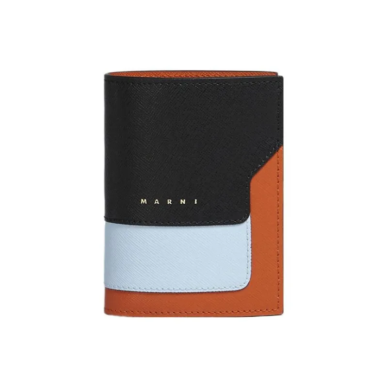 MARNI Calfskin Wallet Regular Women's Black & Colorful Blue & Chili Red-0