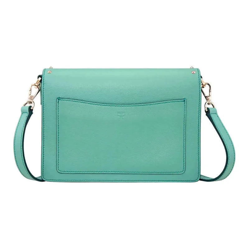 MCM Leather Shoulder Bag, Crossbody Bag Small Size Women's Mint Green-4
