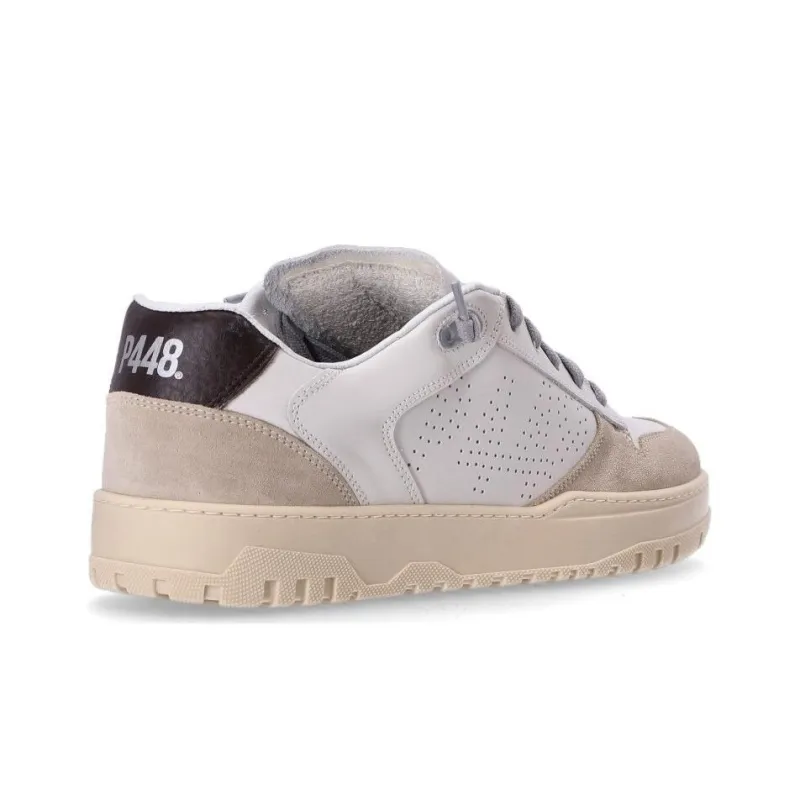 P448 Low Top Skateboard Shoes Men's White Brown-3