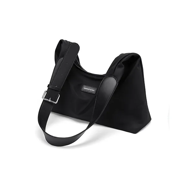 MAKEUP KITTEN Nylon Fabric Shoulder Bag Moon-Shaped Bag Dumpling Bag Shoulder Bag Regular Women's Black/Apricot-2