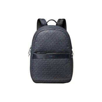MICHAEL KORS Greyson Artificial Leather Backpack Men's Dark Gray With Blue Accents
