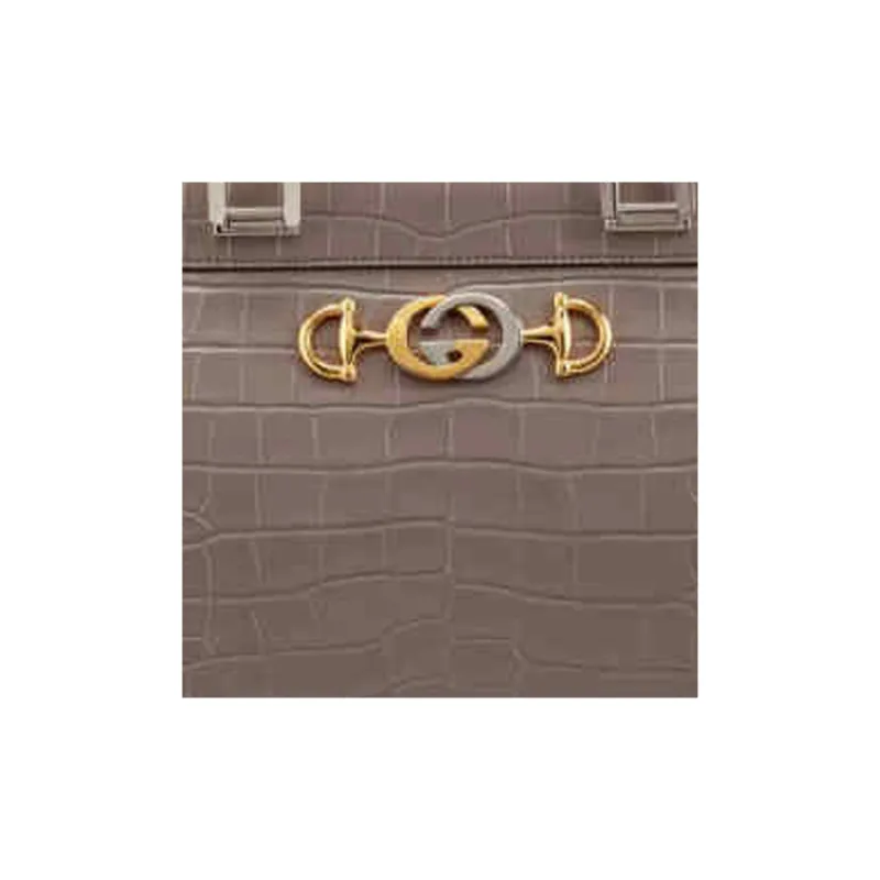 GUCCI Zumi Leather Shoulder Bag Crossbody Bag Handbag Medium Size Women's Gray-5