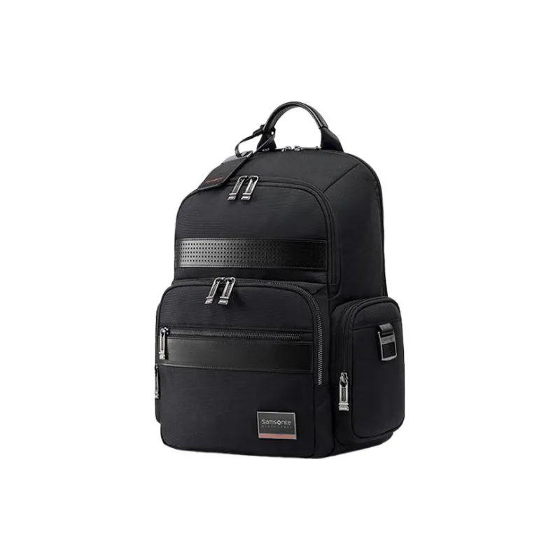 SAMSONITE SBL ENCODE Fabric Cow Leather Patchwork Backpack Men's Black-1