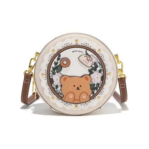 MISS GAIL Leather Shoulder Bag Crossbody Bag Regular Women's Green Ecru