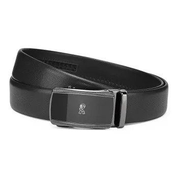 ROBERTA DI CAMERINO Brand Logo Automatic Buckle Top Grain Cow Leather Belts Men's Black 3.5cm