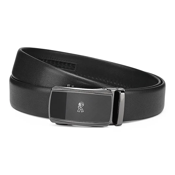ROBERTA DI CAMERINO Brand Logo Automatic Buckle Top Grain Cow Leather Belts Men's Black 3.5cm-0