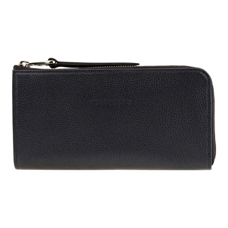 LONGCHAMP Le Foulonné Large Cow Leather Wallet Women's Navy-0