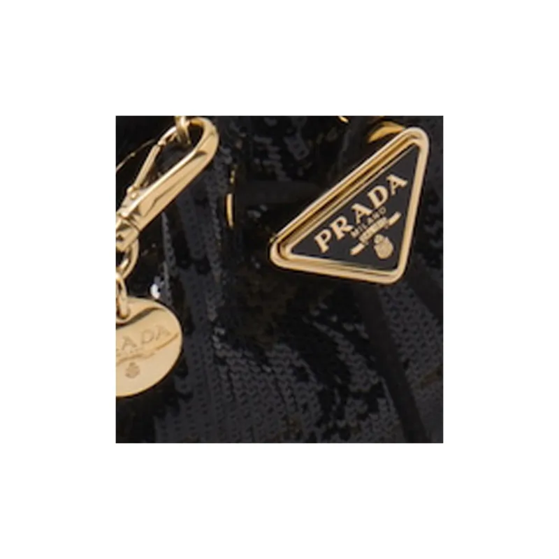 PRADA Satin One Shoulder Crossbody Clutches Mini Women's Black-4