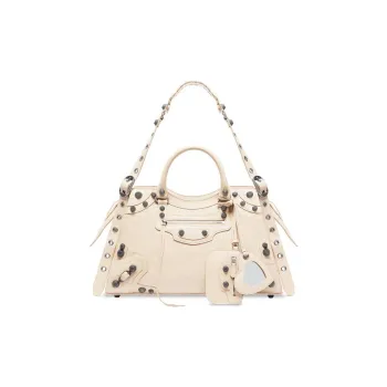 Balenciaga Neo Cagole City Fine-Grained Sheepskin One Shoulder Handbags Women's Beige