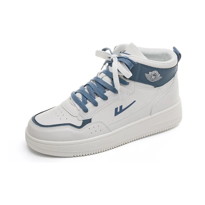 WARRIOR Skateboard Shoes Unisex High Top Beige Blue-7