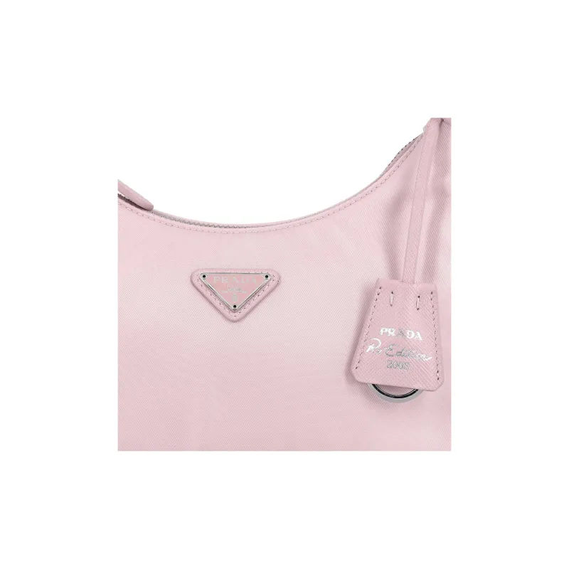 PRADA Re Edition Recycled Nylon Fabric With Saffiano Leather Trim Shoulder Bag, Handbag Mini Women's Snow Pink-7