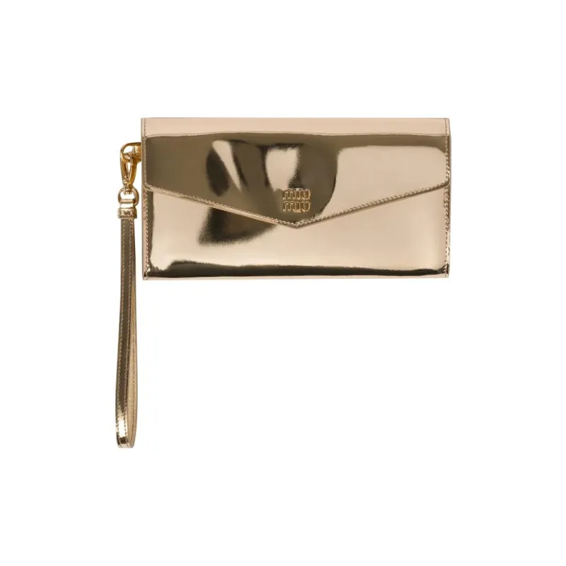 MIU MIU Bright Leather Card Holder Women's Platinum-0