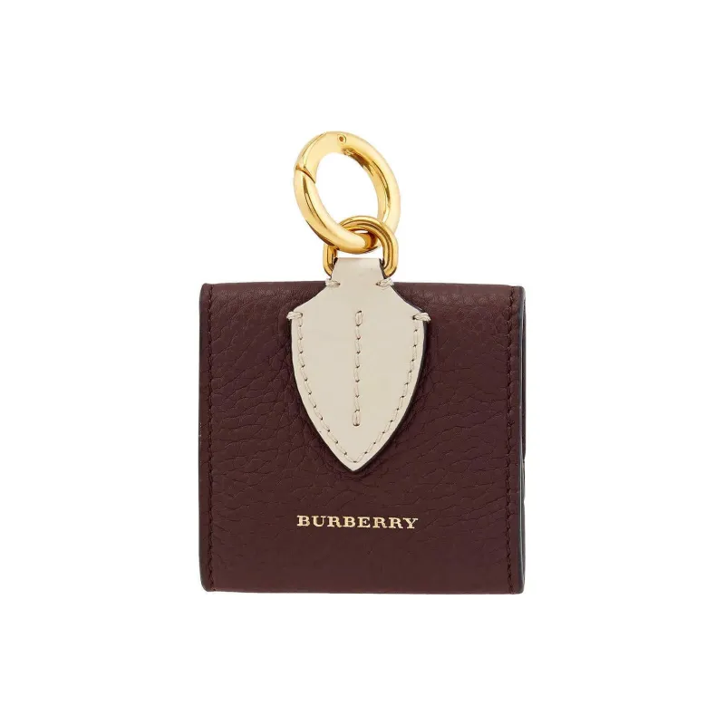 Burberry Calfskin Coin Purse Small Size Women's Dark Purple Red & Stone Gray-3